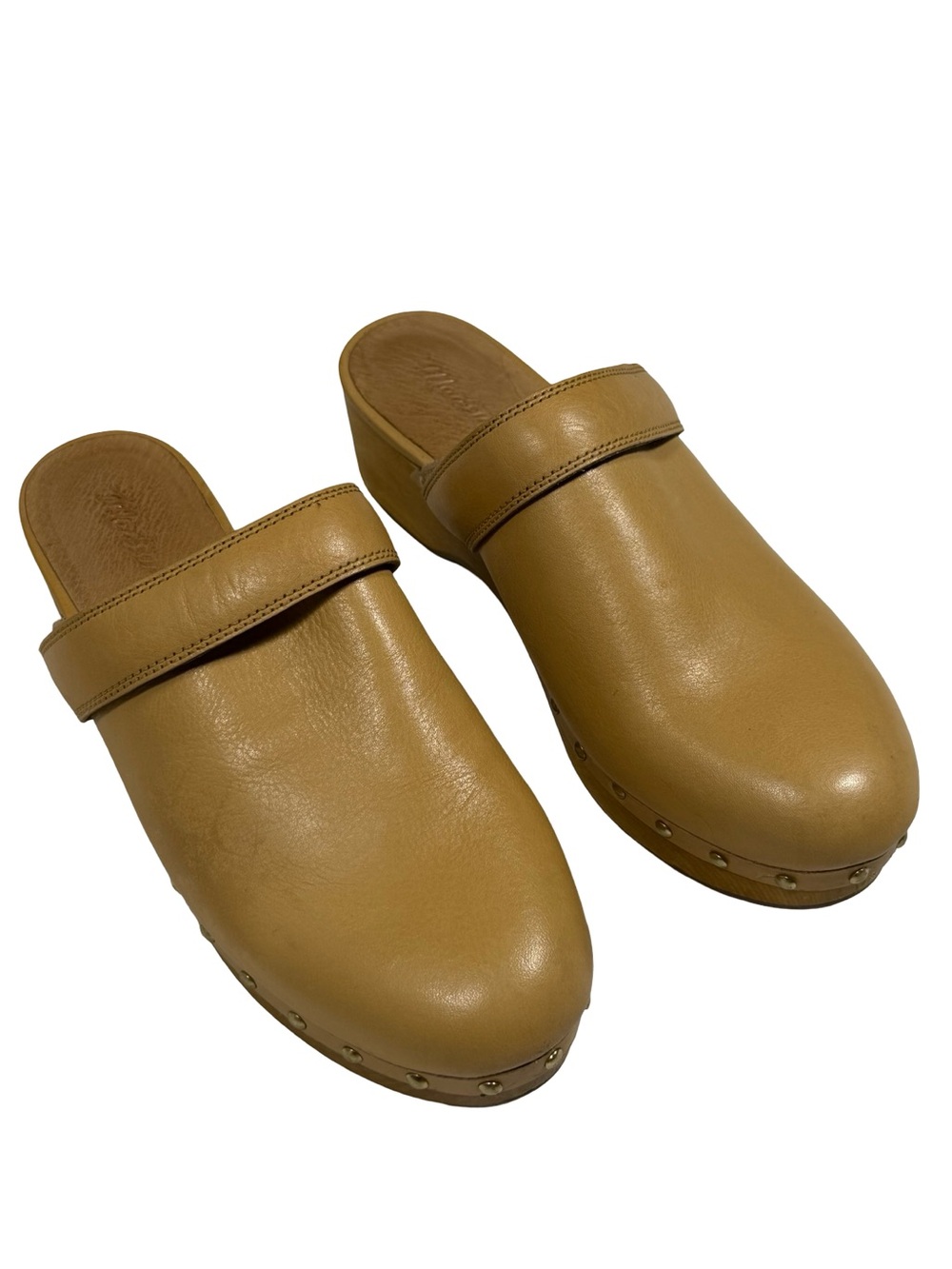 Madewell The Cecily Clog Oiled Leather Womens 7.5 Dried Platform Studded Mules